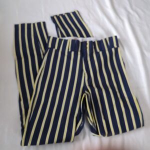 Worth Medium Softball/Baseball Pants Navy Blue W/ Gold And White Pinstripe WMHP